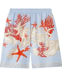 Versace Seidenshorts mit Barocco Sea-Print Blau