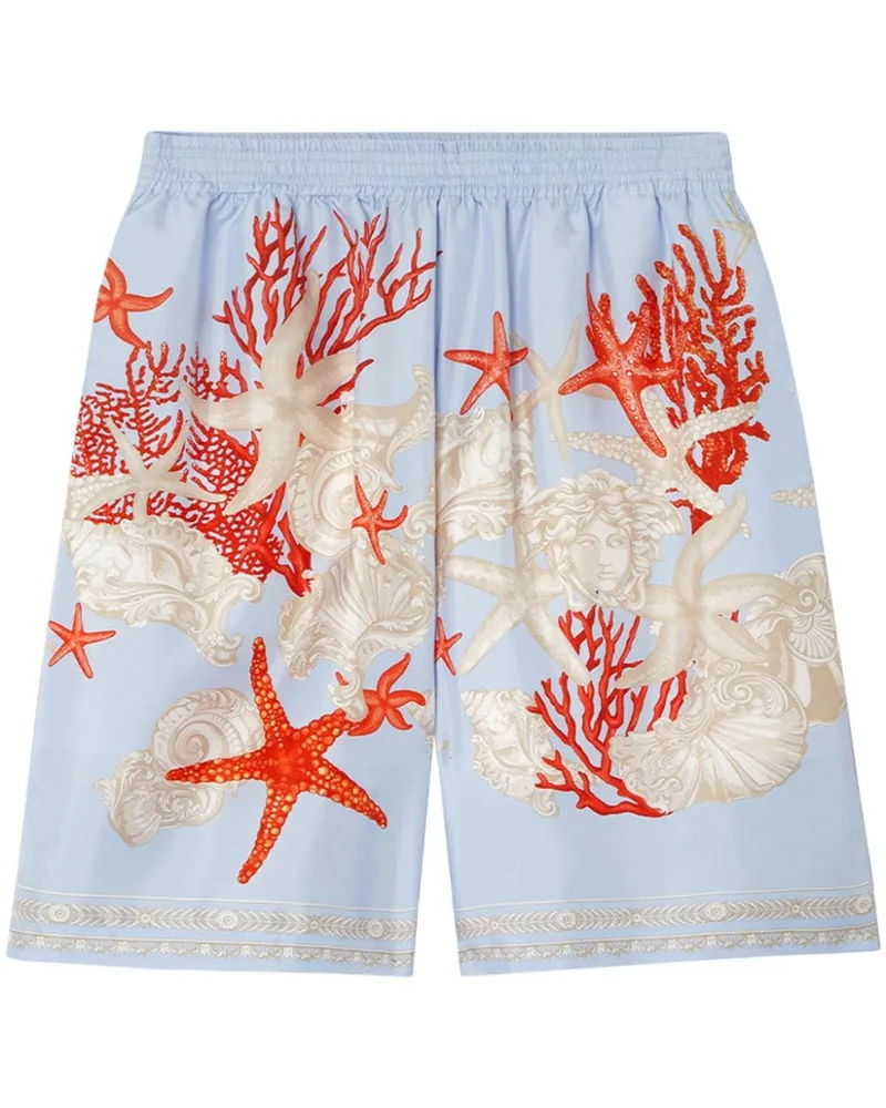 Versace Seidenshorts mit Barocco Sea-Print - Blau Blau