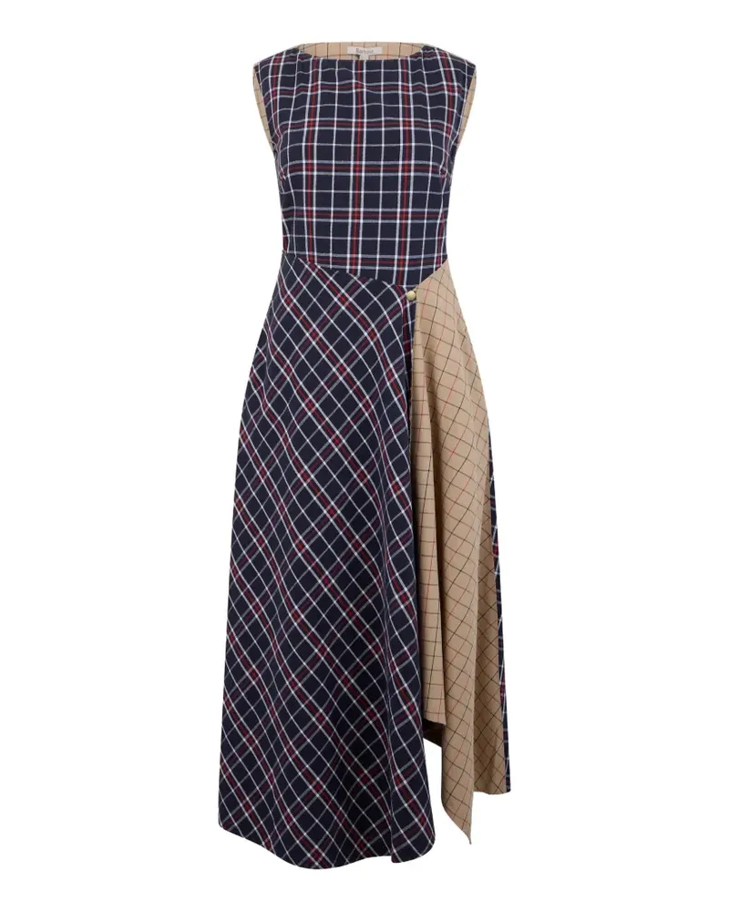 Barbour checked-pattern asymmetrical dress - Blau Blau