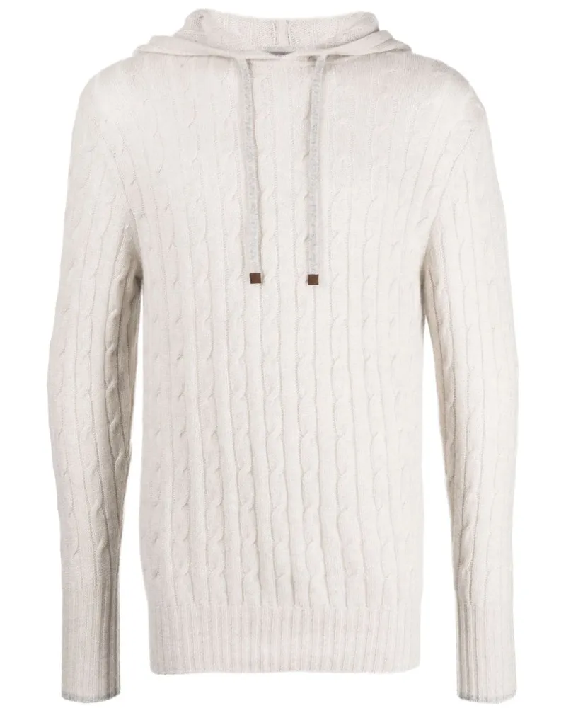 N.Peal Hoodie aus Kaschmir mit Zopfmuster - Grau Grau