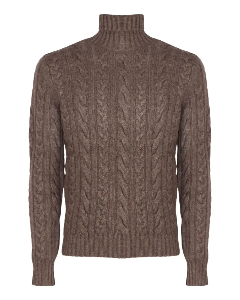 Fedeli Rollkragenpullover mit Zopfmuster - Braun Braun