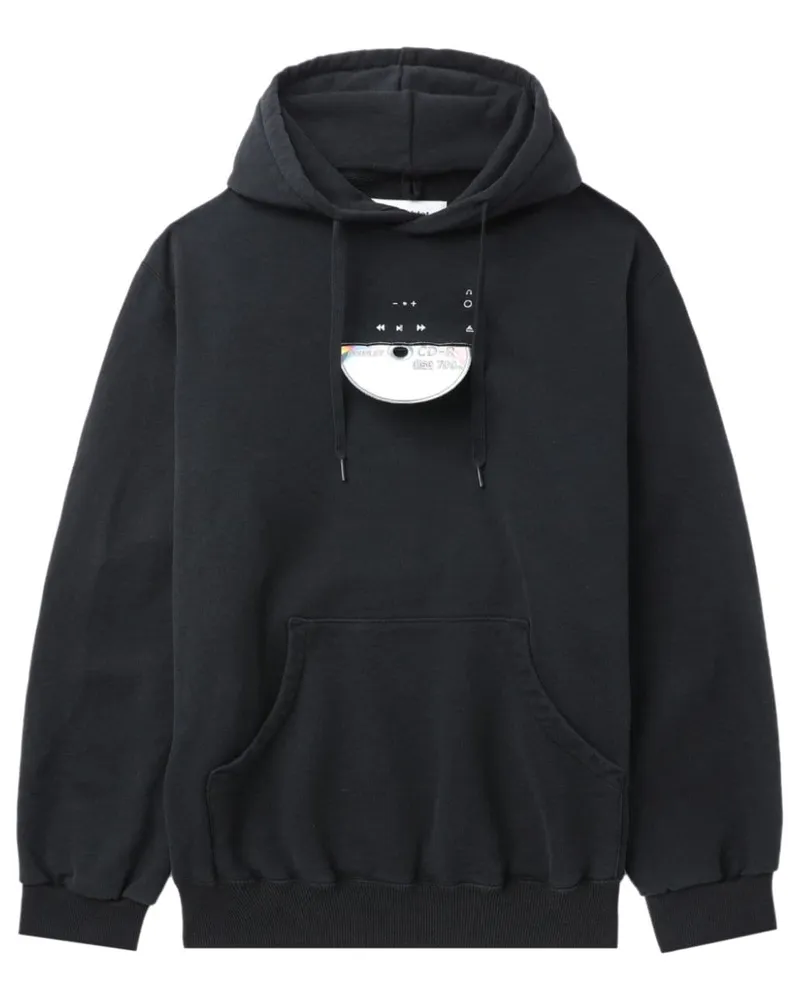 Doublet Hoodie mit CD-R-Stickerei Schwarz