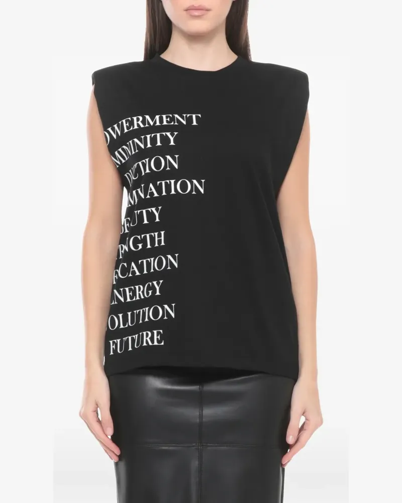Elisabetta Franchi text print tank top - Schwarz Schwarz