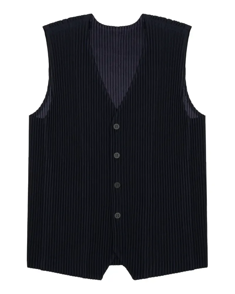 Issey Miyake Geknöpfte Weste mit Falten - Schwarz Schwarz