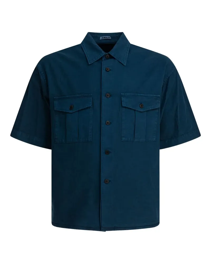 AURALEE Hemd mit doppelter Tasche - Blau Blau