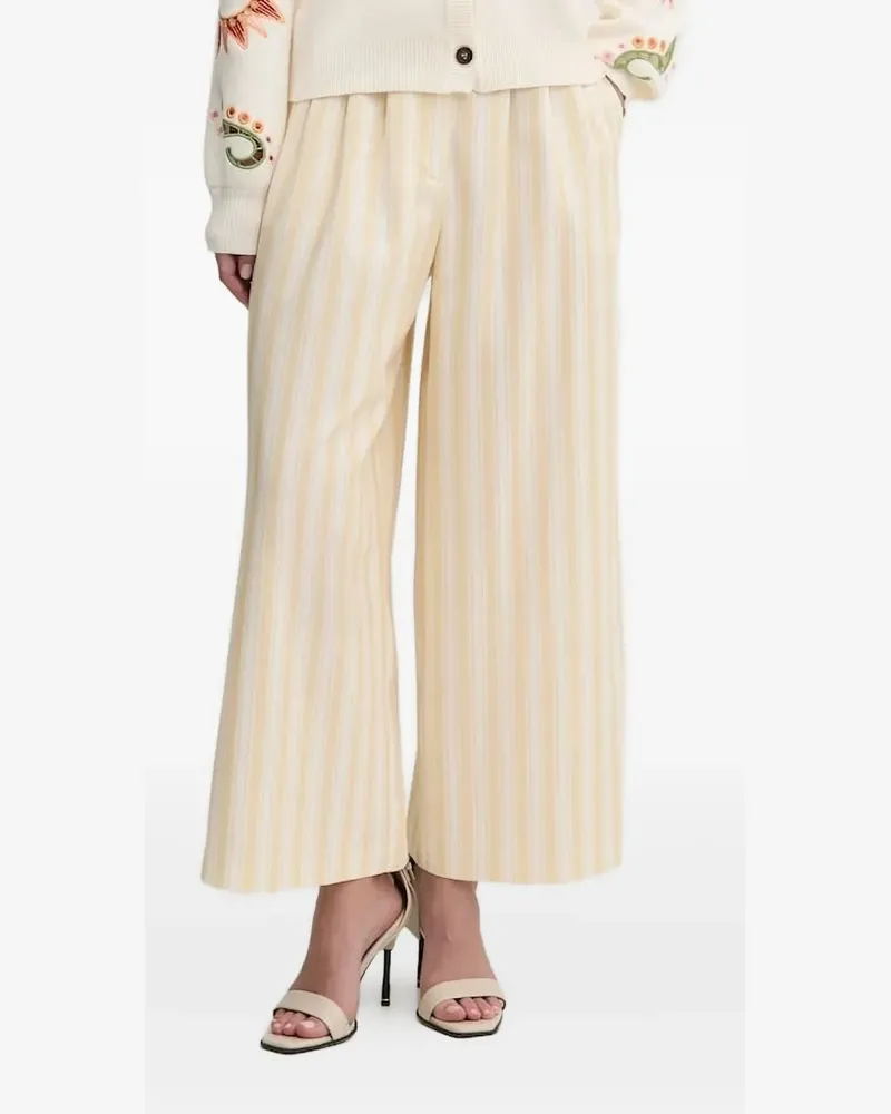 Never Fully Dressed Gestreifte Hose mit Falten - Gelb Gelb