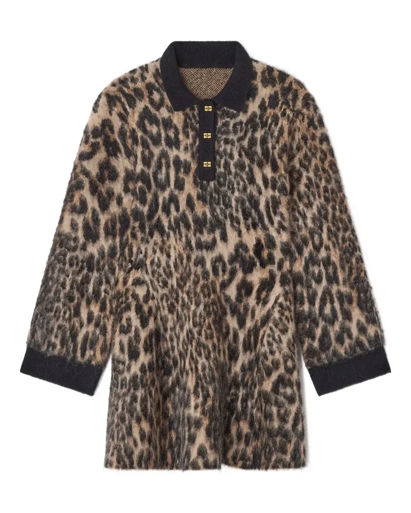 Ganni Minikleid mit Leoparden-Print - Nude Nude