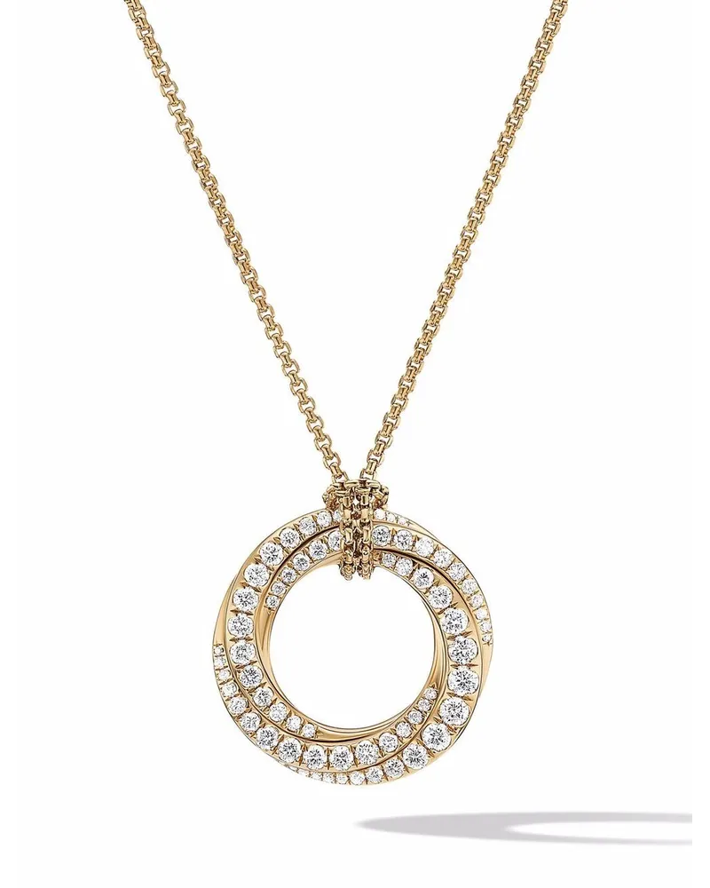 David Yurman 18kt Pavé Crossover Gelbgoldhalskette mit Diamanten (21mm Gold