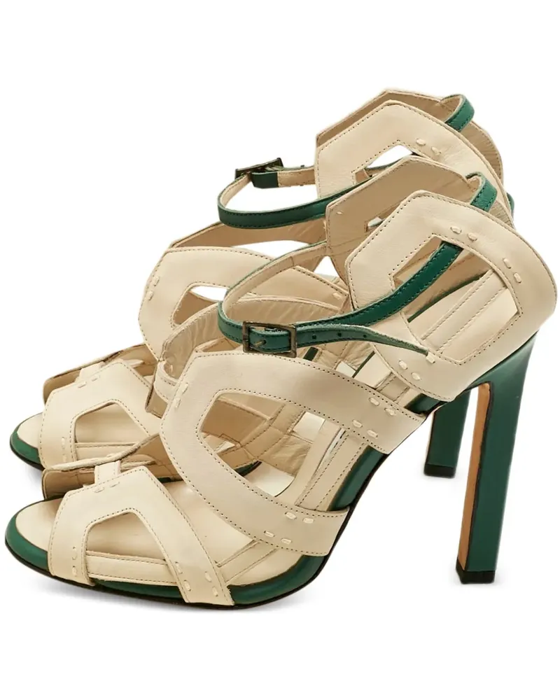 Manolo Blahnik leather cutout heeled sandals - Nude Nude