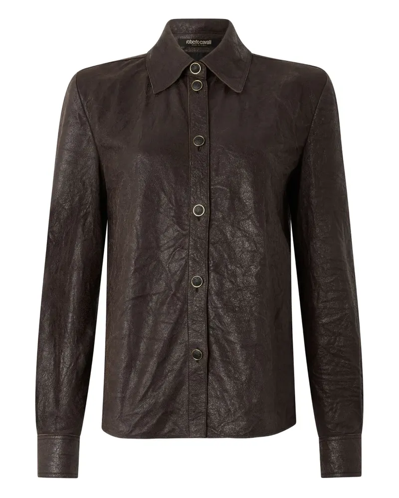 Roberto Cavalli Geknöpftes Hemd aus Leder - Braun Braun