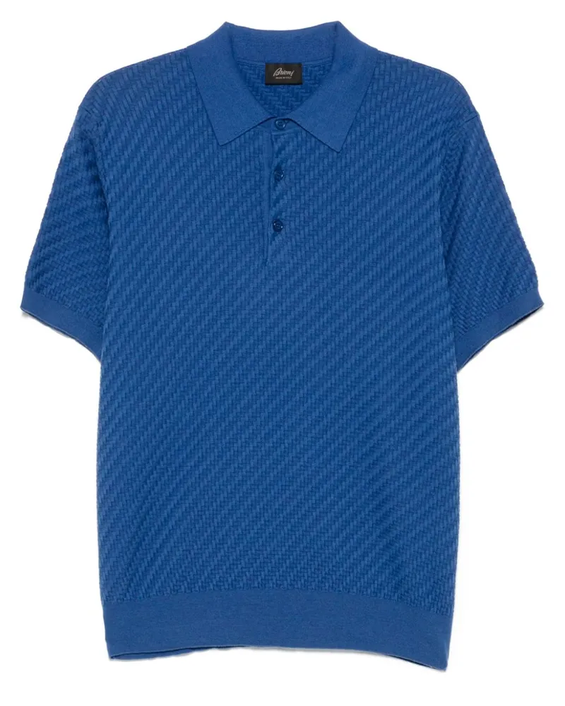 Brioni Poloshirt mit Fischgrätenmuster - Blau Blau