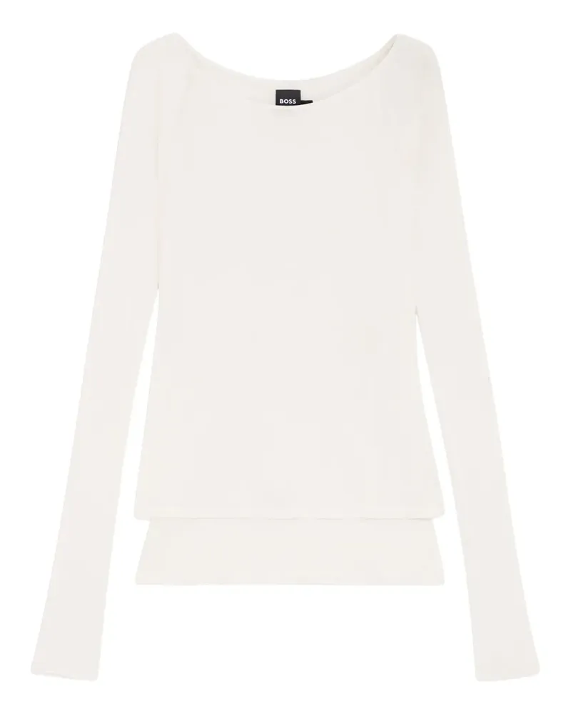 HUGO BOSS Klassisches Langarmshirt - Weiß Weiß