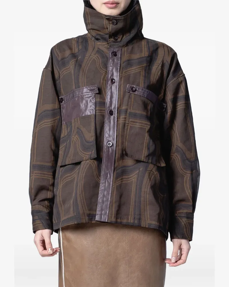 Muller of Yoshiokubo Liminal Check button-up jacket - Braun Braun