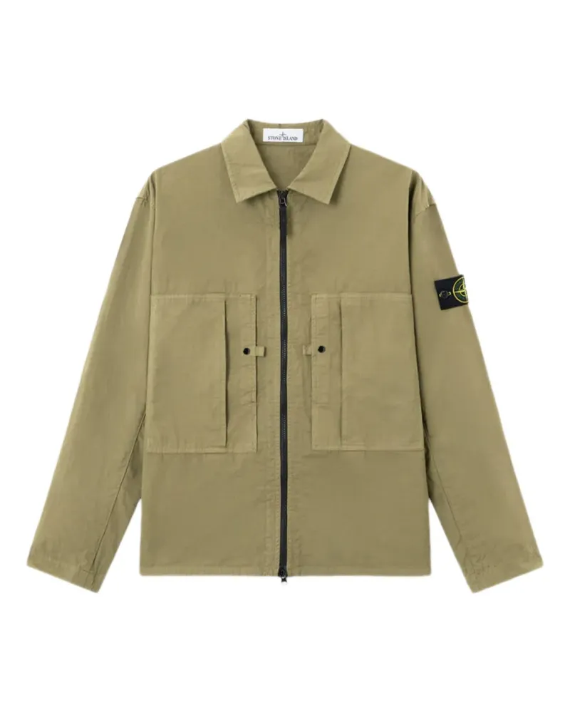 Stone Island logo-patch zipped jacket - Grün Grün