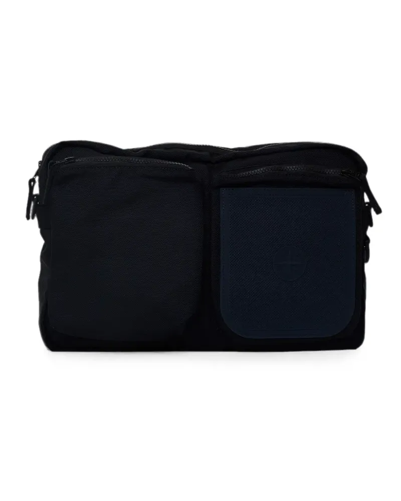 Stone Island 9200006 Umhängetasche mit Taschen und verstellbarem Riemen - Schwarz Schwarz