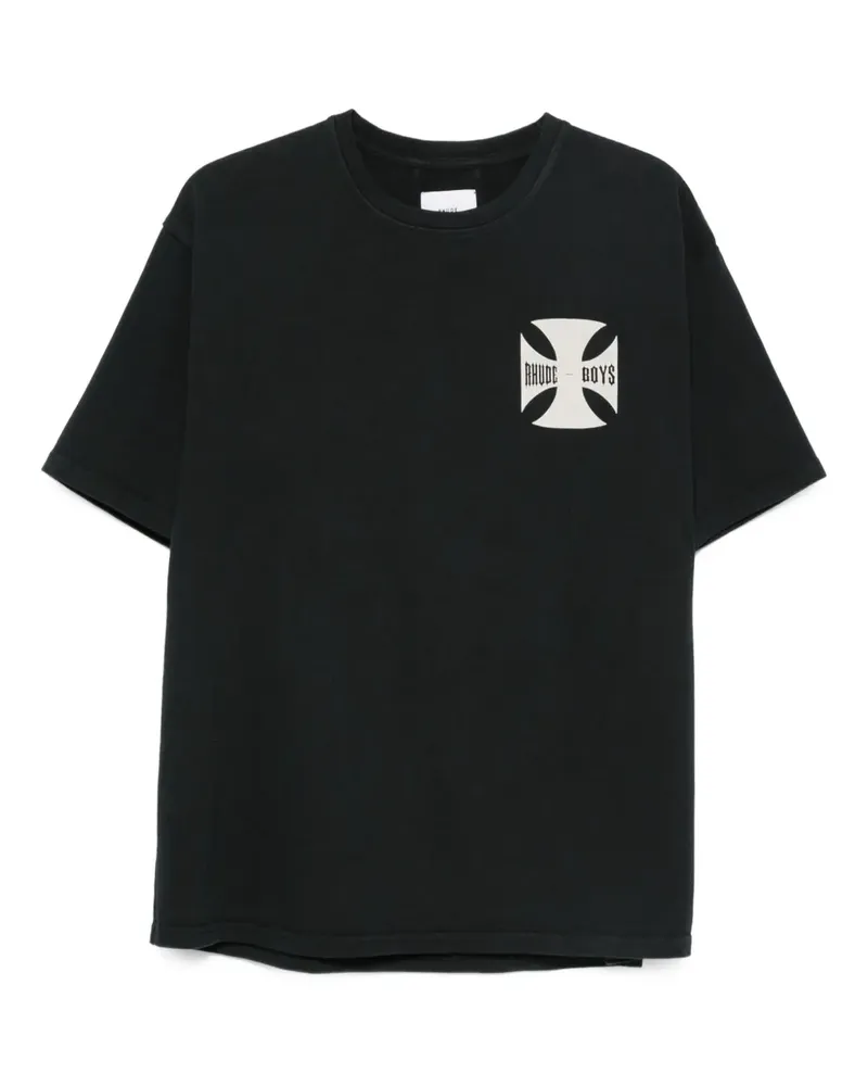 RHUDE T-Shirt mit Kreuzverzierung - Schwarz Schwarz