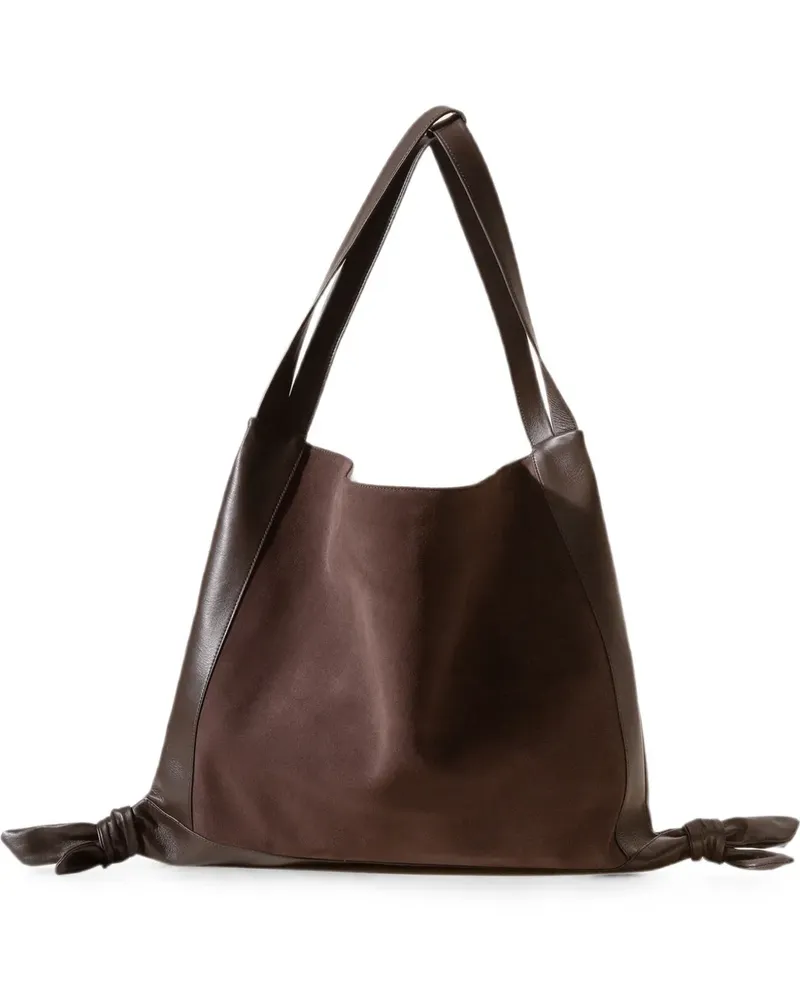 HEREU Schultertasche aus Kalbswildleder mit Einsätzen - Braun Braun