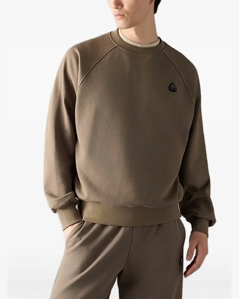 Moose Knuckles Yul logo-patch raglan-sleeve sweatshirt - Braun Braun