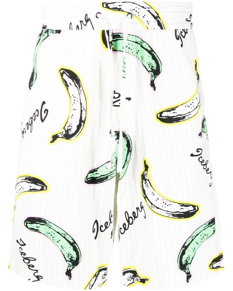 Iceberg Bermudas mit Bananen-Print Weiß