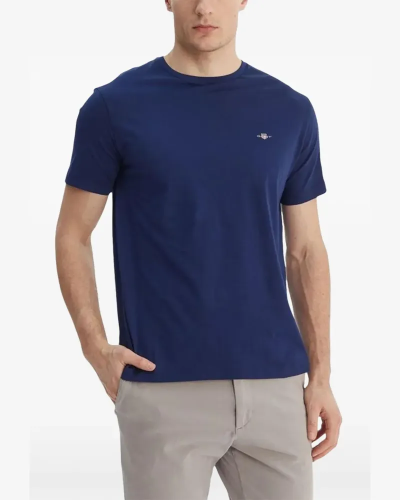 Gant T-Shirt mit Logo-Stickerei - Blau Blau