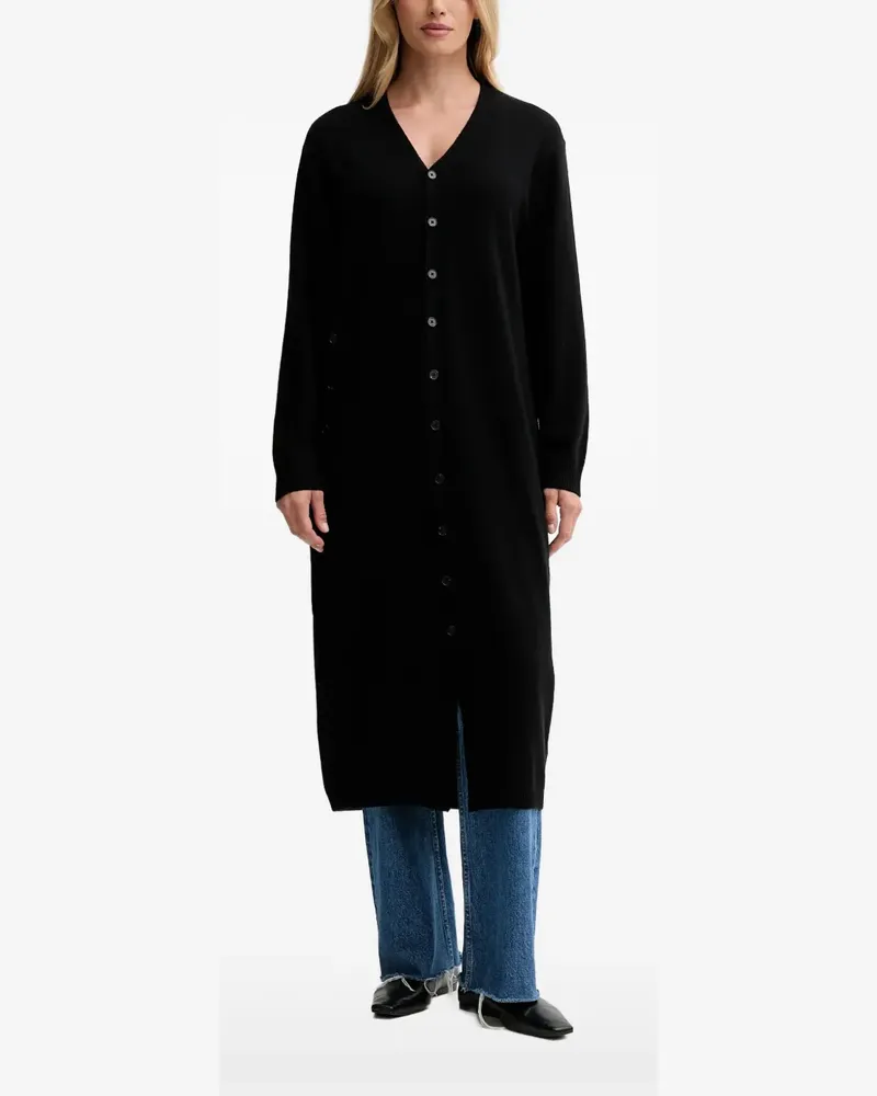 Isabelle Blanche Geknöpfter Strickmantel mit V-Ausschnitt - Schwarz Schwarz