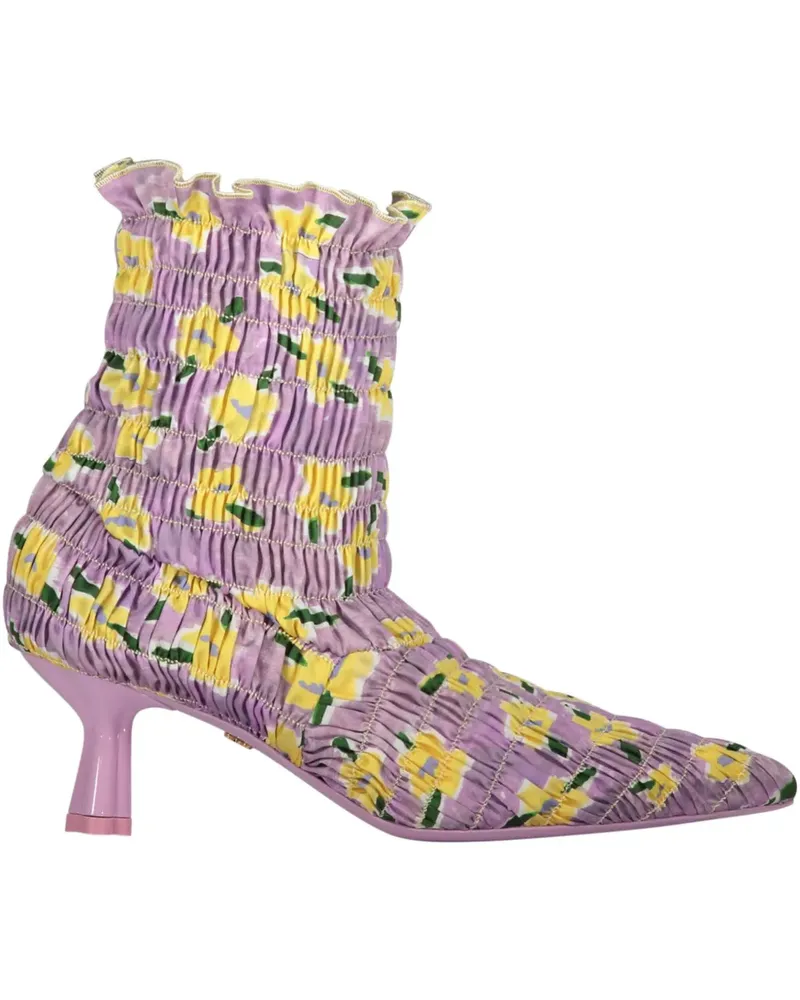 Amy Crookes Stiefeletten mit Blumen-Print 50mm - Violett Violett