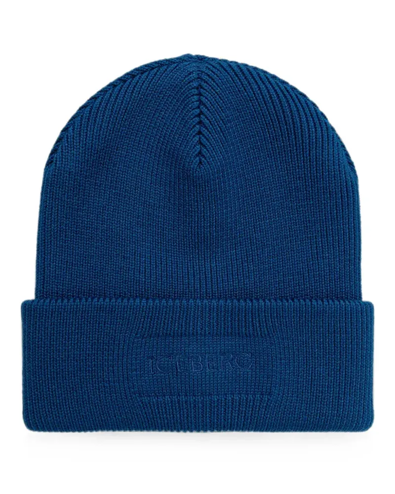 Iceberg logo-embroidered beanie hat - Blau Blau