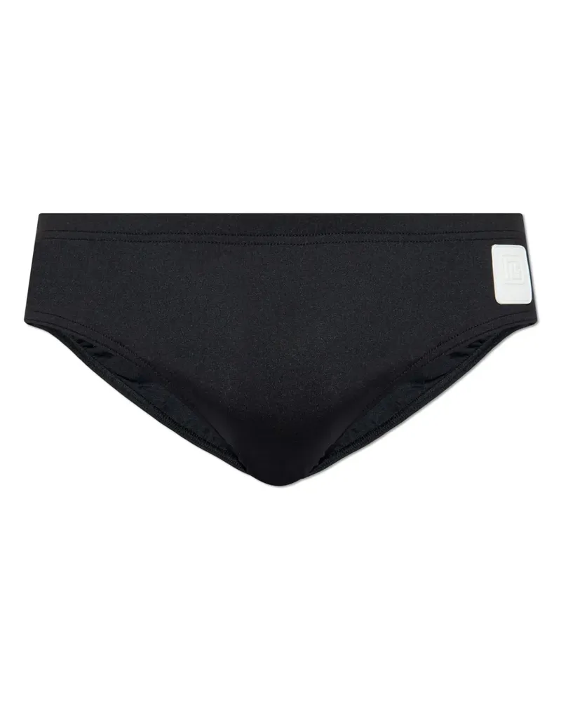Balmain Badehose mit Logo-Applikation - Schwarz Schwarz