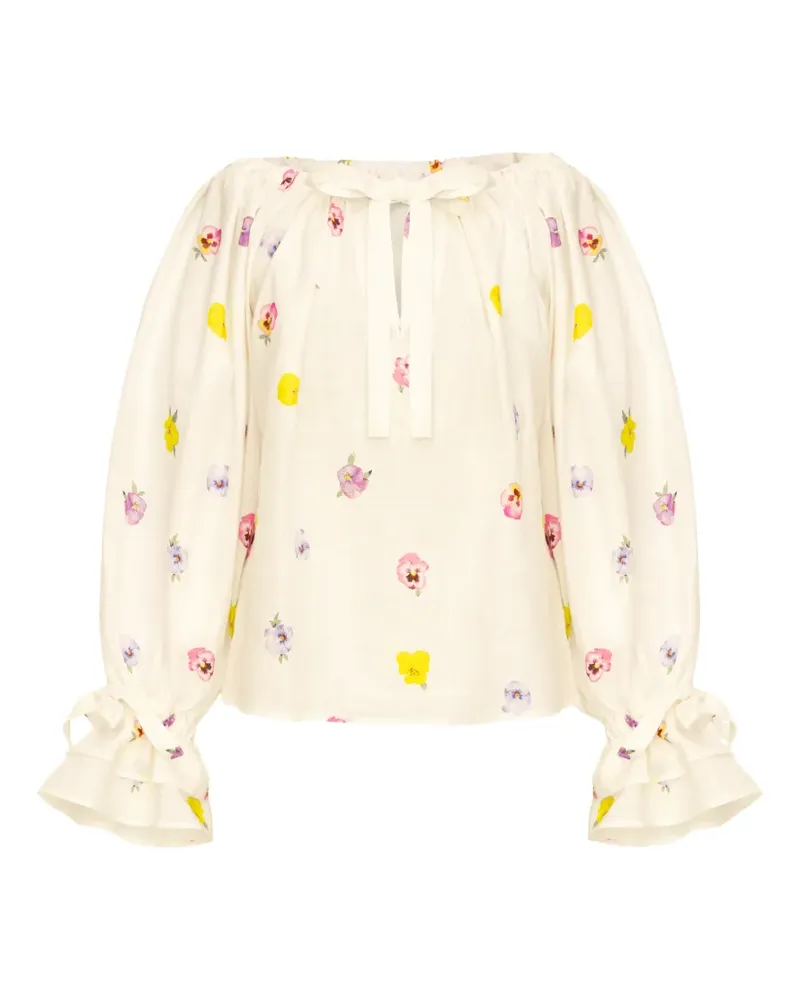 SLEEPER Cha-Cha Bluse mit Blumenprint - Nude Nude