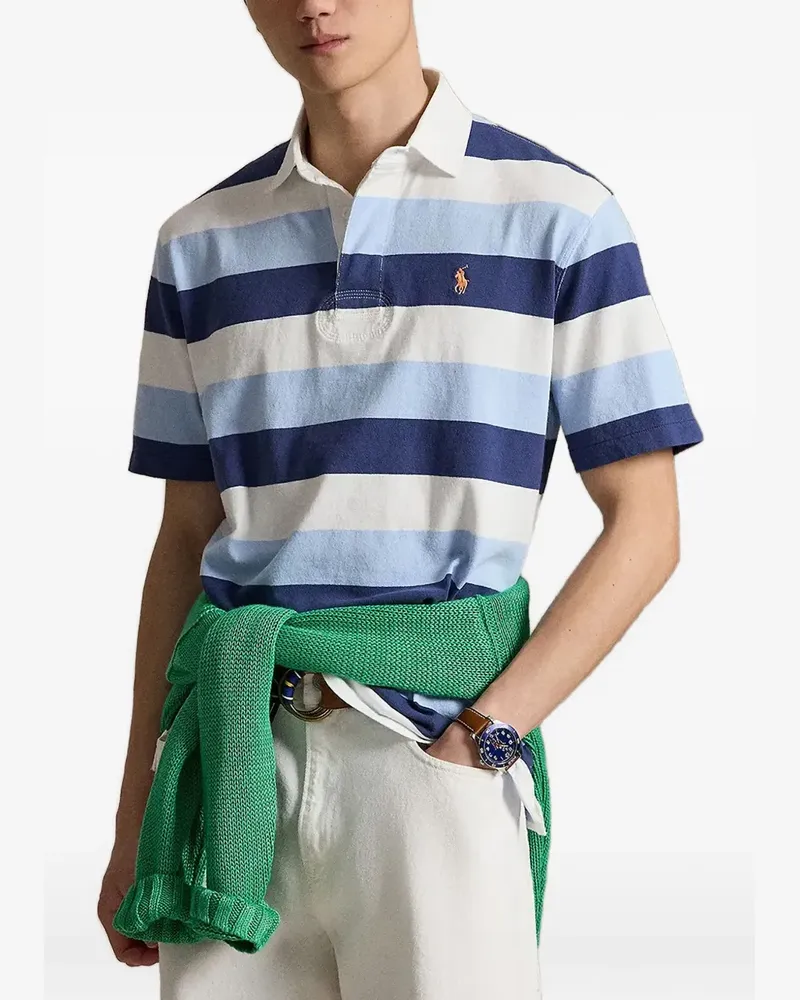 Ralph Lauren Gestreiftes Poloshirt mit Logo - Blau Blau
