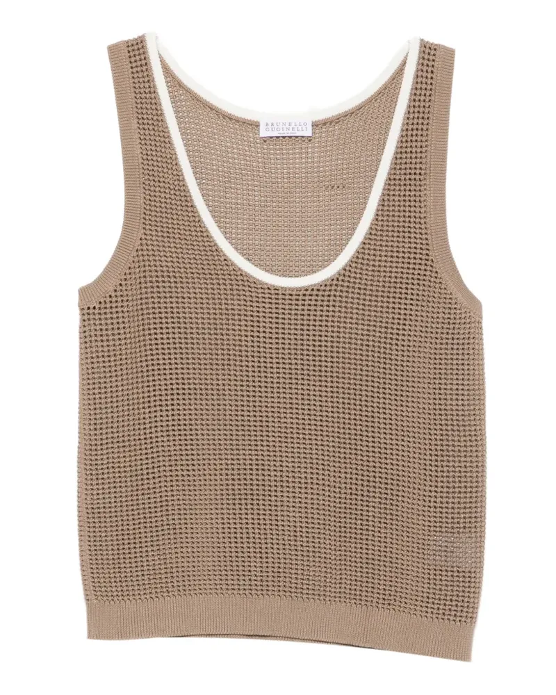Brunello Cucinelli Tanktop mit Kontrastborte - Nude Nude