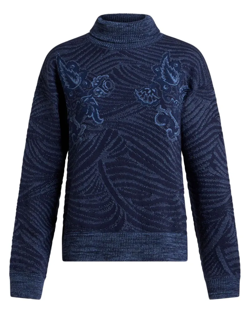 Etro Jacquard-Rollkragenpullover - Blau Blau