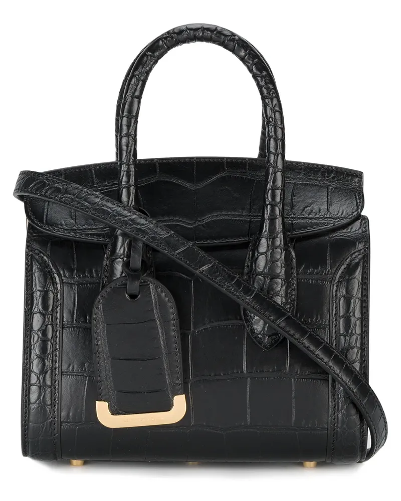 Alexander McQueen Mini 'Heroine' Handtasche mit Logo - Schwarz Schwarz
