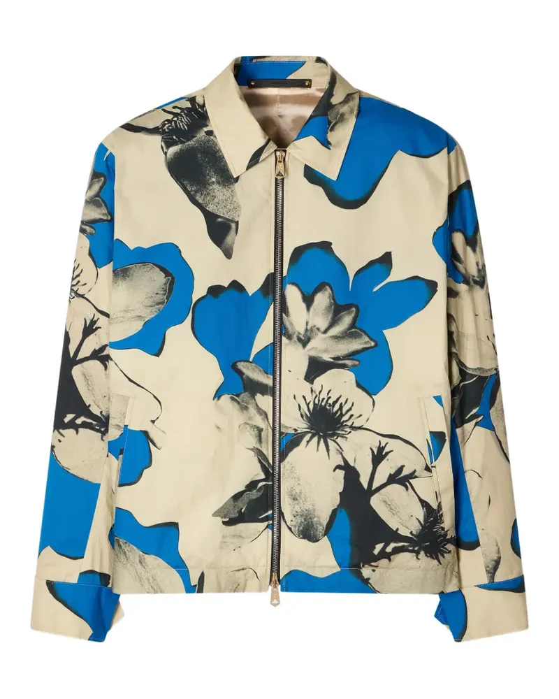 Paul Smith Jacke mit Blumenprint in Blau und Ecru - Nude Nude