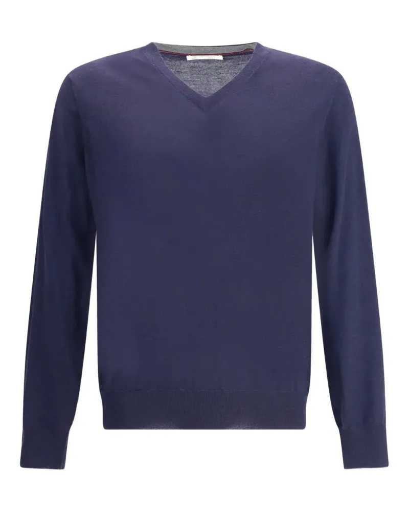 Brunello Cucinelli Pullover mit V-Ausschnitt - Blau Blau