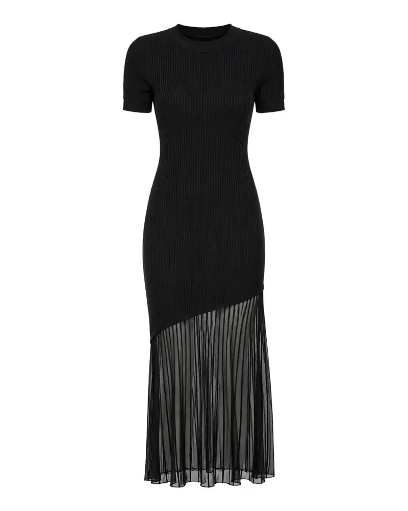 Claudie Pierlot ribbed-knit asymmetric-hem dress - Schwarz Schwarz