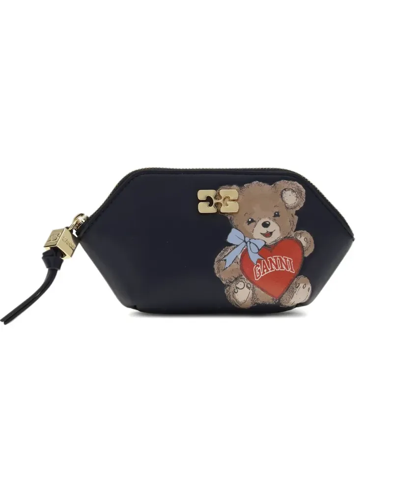 Ganni Bou bear-print coin purse - Schwarz Schwarz
