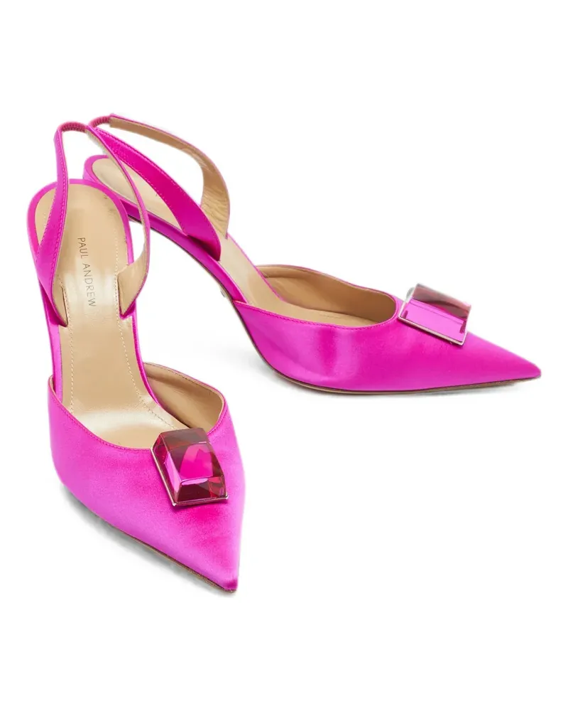 Paul Andrew Rhea crystal-embellished slingback heeled pumps - Rosa Rosa