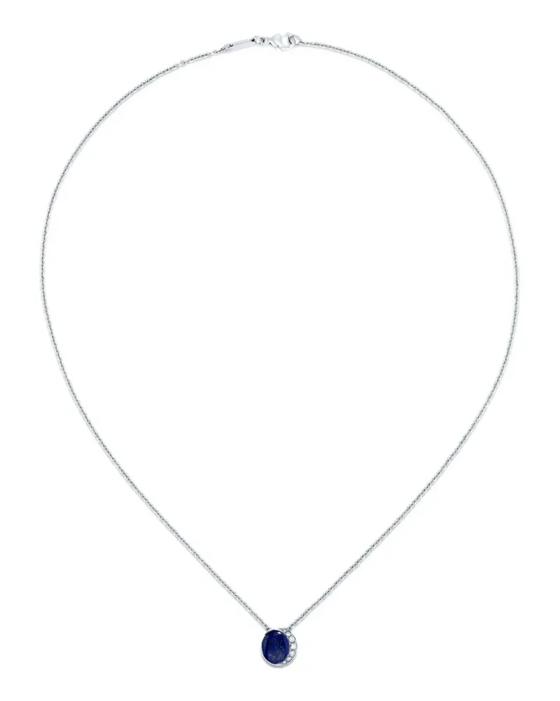 David Morris 18kt Fortuna Weißgoldhalskette mit Achat - Blau Blau