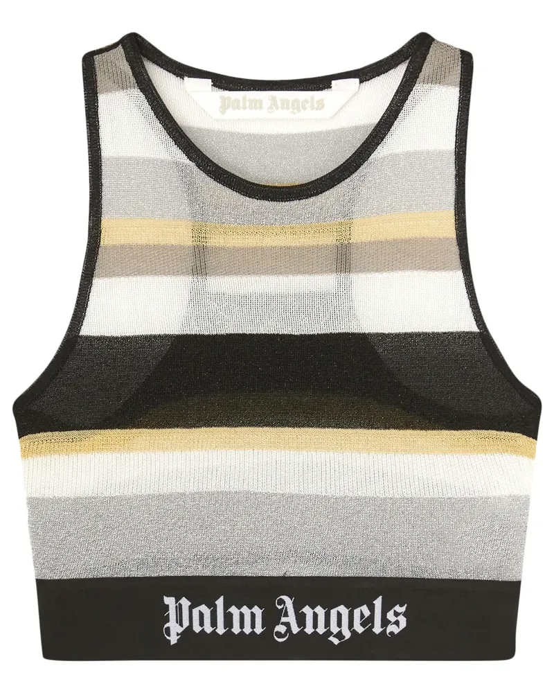 Palm Angels Gestreiftes Cropped-Top - Weiß Weiß