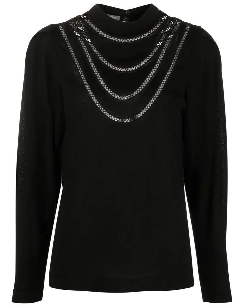 Alberta Ferretti Pullover mit Netzeinsatz - Schwarz Schwarz