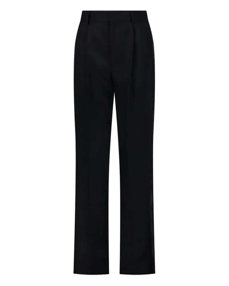 Victoria Beckham Pleated Straight Trousers - Schwarz Schwarz