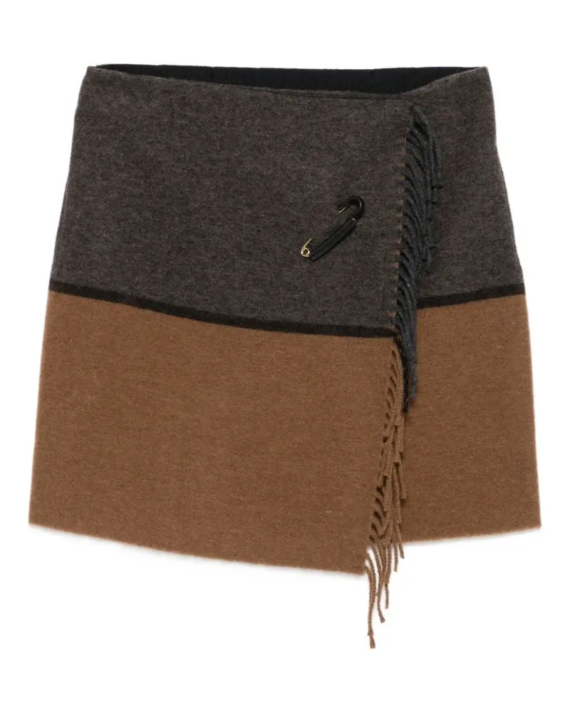 Semicouture Fransenrock mit Sicherheitsnadel - Grau Grau