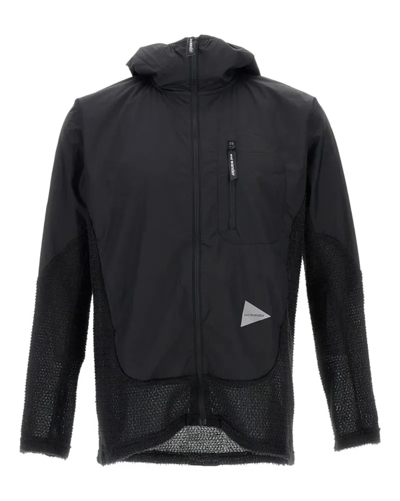 and wander mesh-panel hooded jacket - Schwarz Schwarz