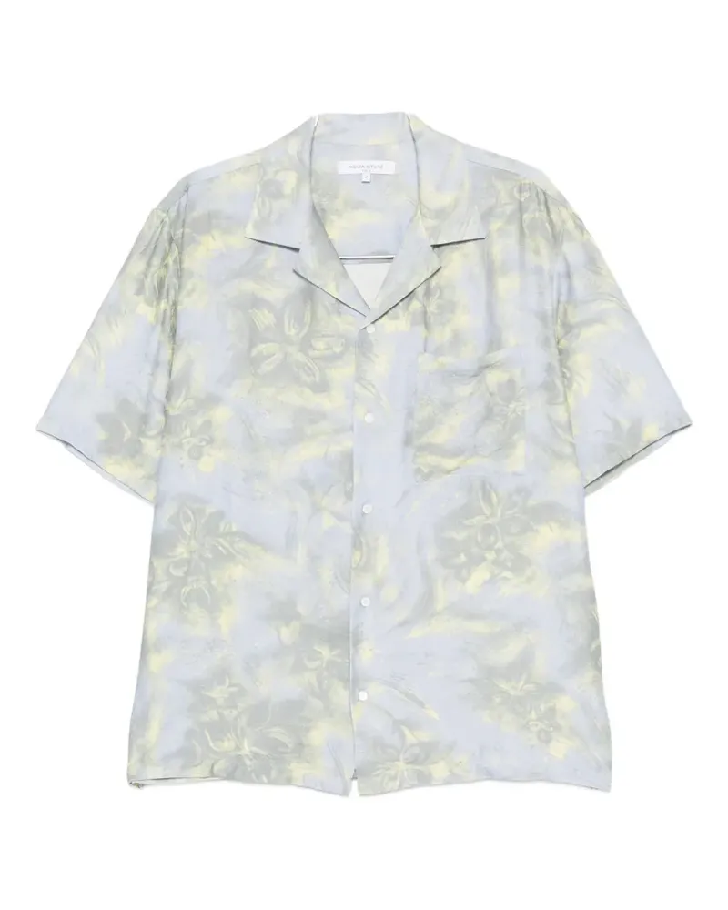 Kitsuné floral-print short-sleeve shirt - Blau Blau