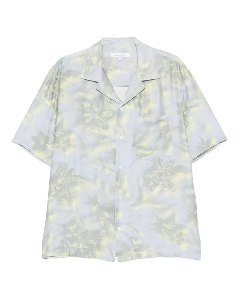 Kitsuné floral-print short-sleeve shirt - Blau Blau