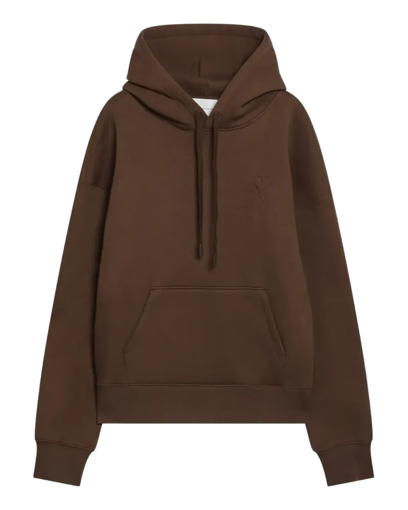 AMI Paris Brown cotton hoodie with embossed Ami de Coeur - Braun Braun