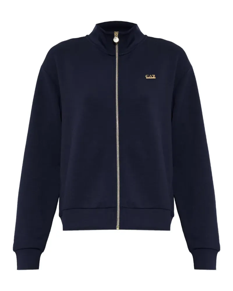 EA7 Sweatshirtjacke mit Logo-Schild - Blau Blau