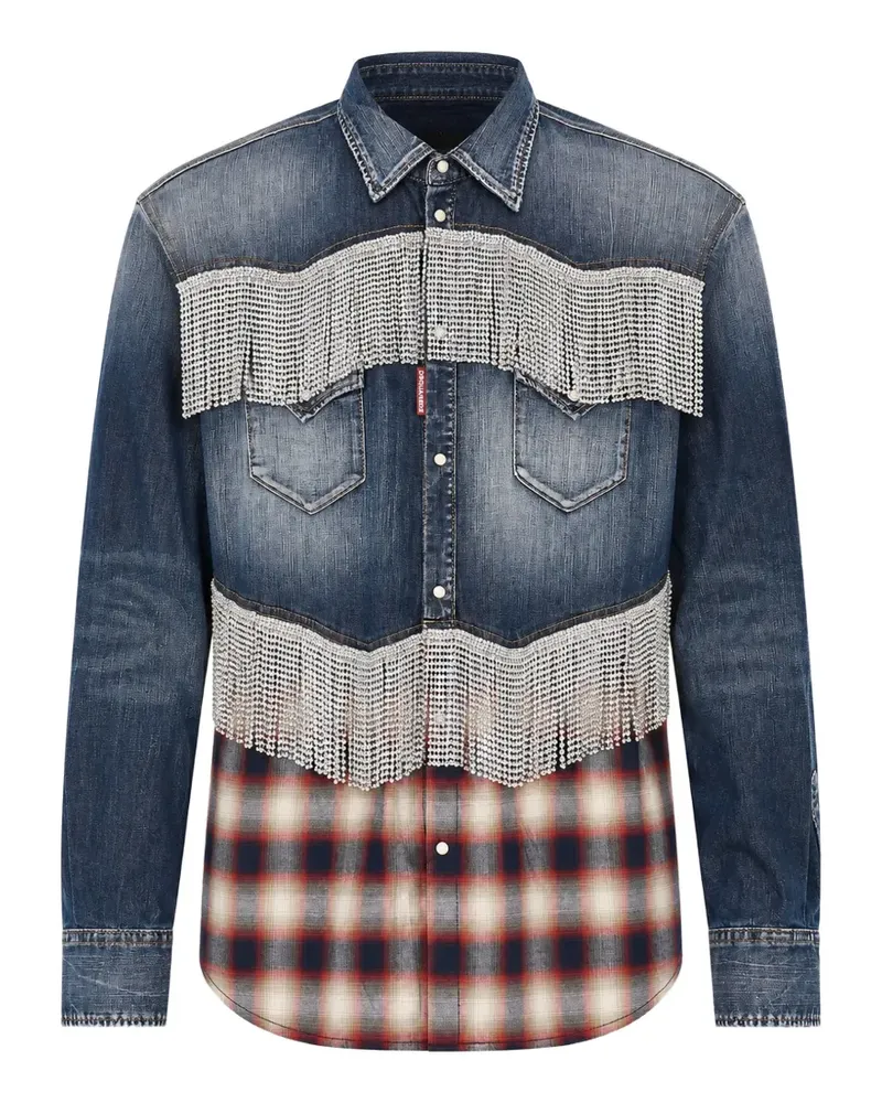 Dsquared2 Hemd mit Strassverzierung - Blau Blau