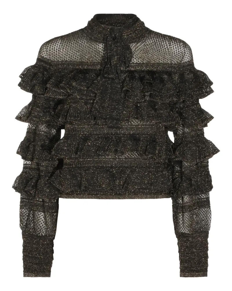 Zimmermann Rebellion ruffled tie top - Schwarz Schwarz